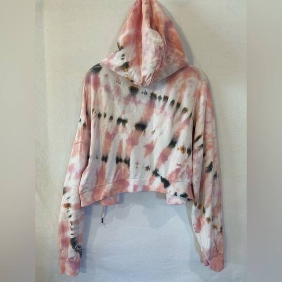 Young Fabulous & Broke Tie Dye Crop Zipup Hoodie Medium Pink - Picture 2 of 8